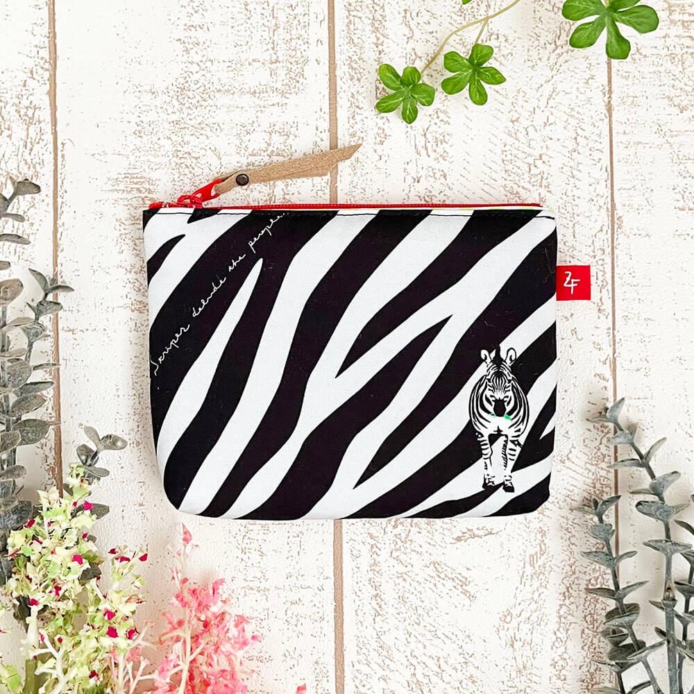 《送料無料》ふんわりミニポーチ ゼブラ柄LGL